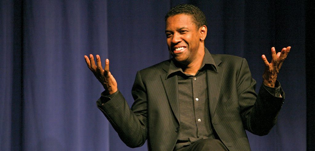 Denzel Washington speaks to Fordham Theatre students during an October 2012 visit to the Lincoln Center campus.