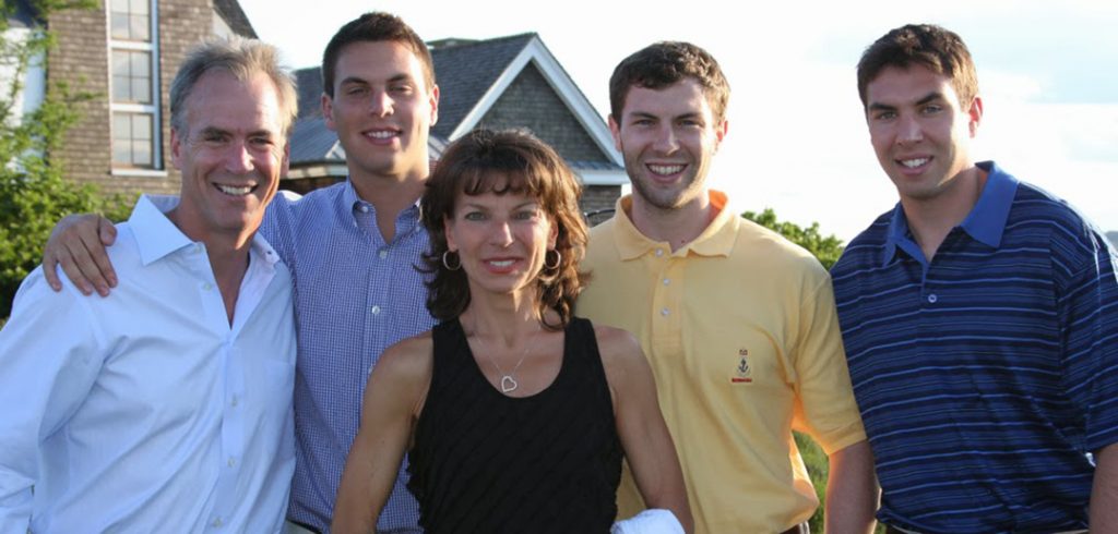 Dr. Adelaide Nardone and her husband, Tom Gleason, with their three sons.