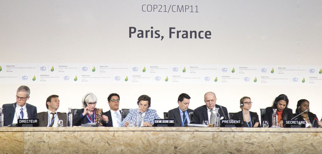 Attendees seated at the 2015 United Nations Climate Change Conference in Paris