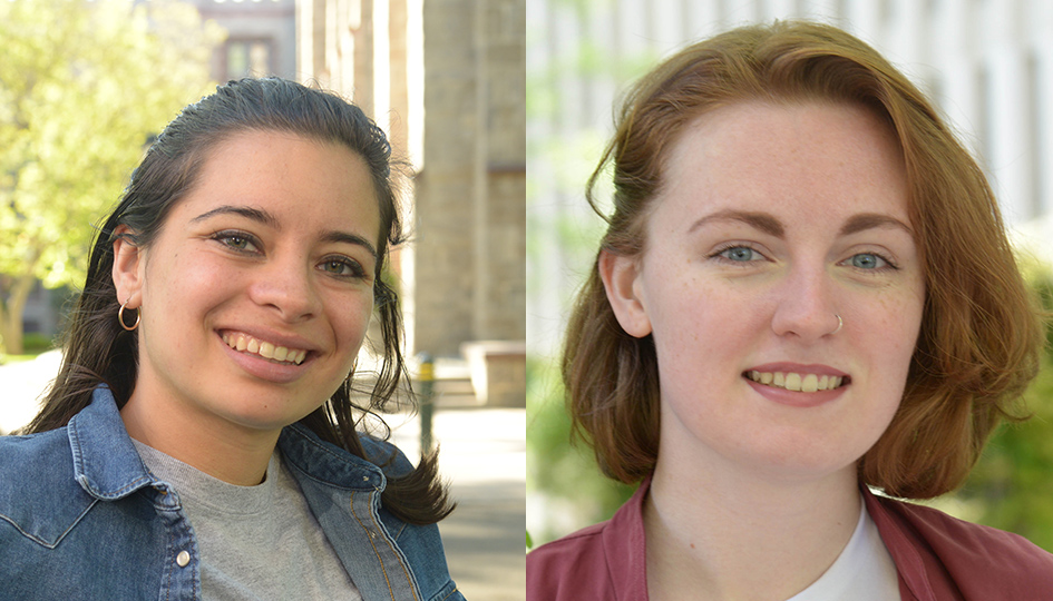 (L-R) Social justice leaders Chloe Potsklan, GABELLI ’17, and Alexa McMenamin, FCLC ’17.