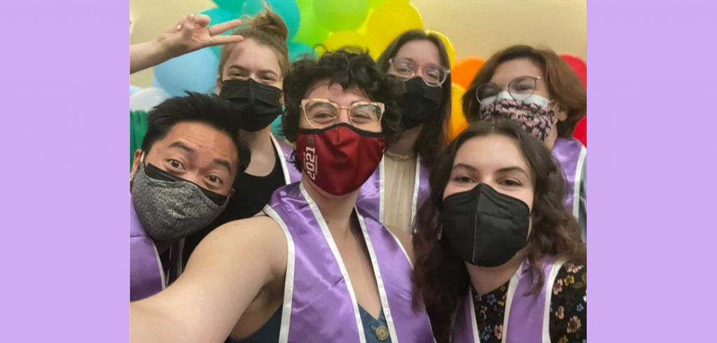 Students at an LGBTQ graduation celebration in spring 2021
