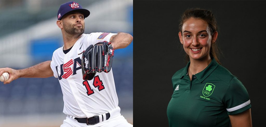 Nick Martinez, pitching, and Fiona Murtagh in a posed photo.