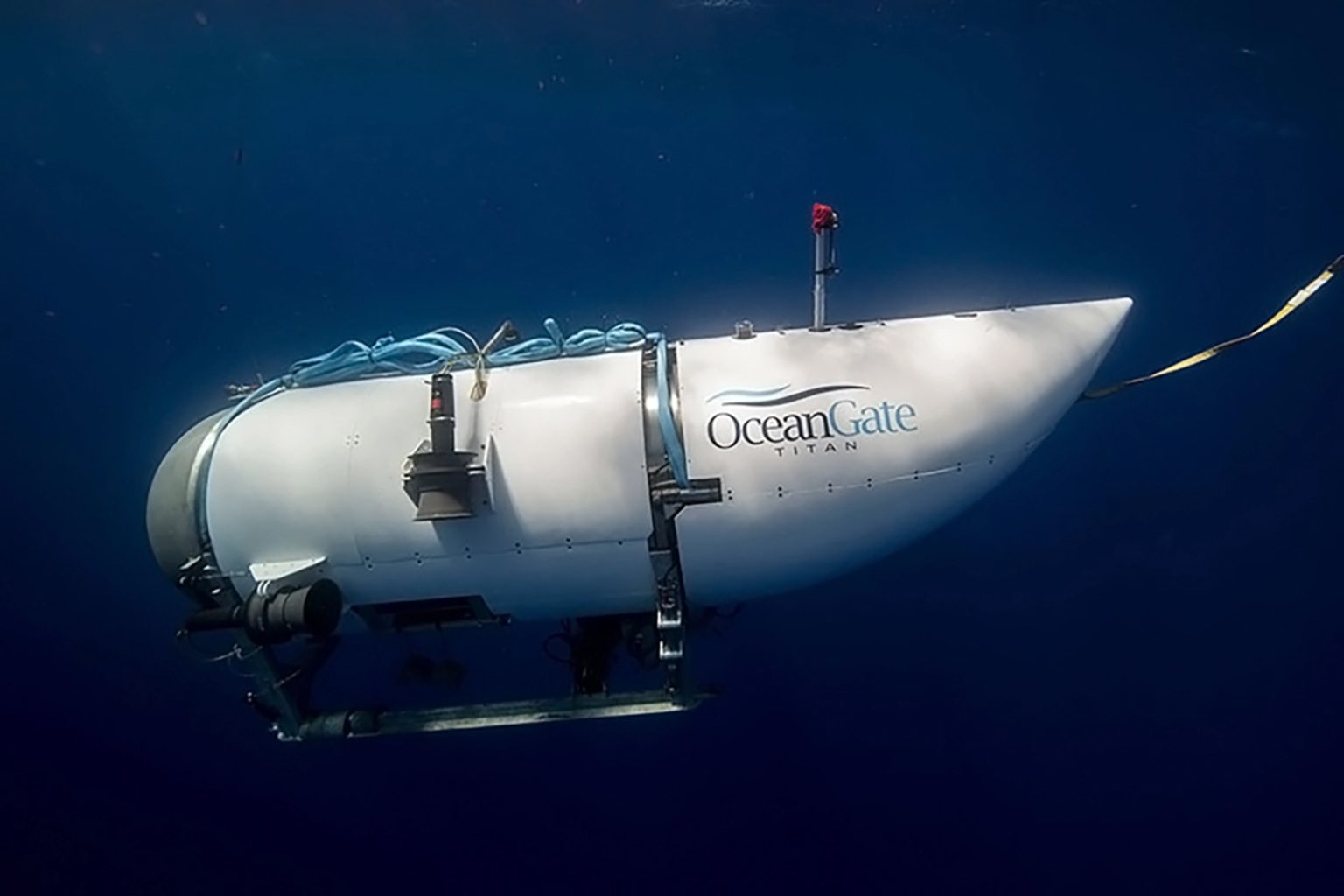 Image of the OceanGate Submersible Titan, missing since June 18 in the vicinity of the sunken hull of the RMS Titanic