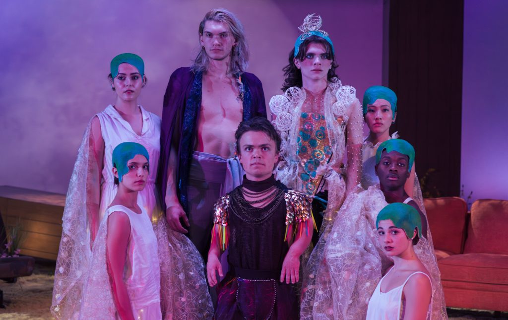 The cast of a Midsummer Night's Dream poses on stage