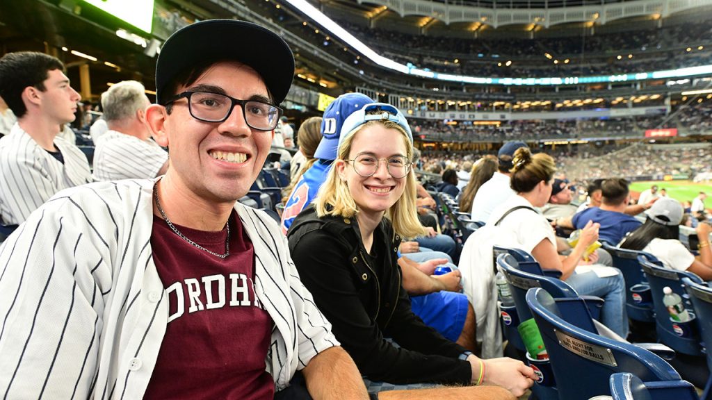 Two Yankee fans take in the game