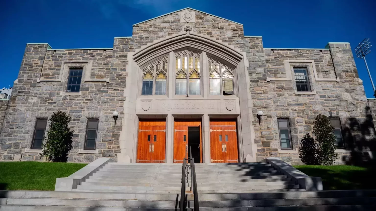 Outside of Rose Hill gymasium.