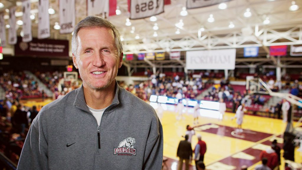 Fordham grad and NBA Hall of Fame broadcaster in the Rose Hill Gym