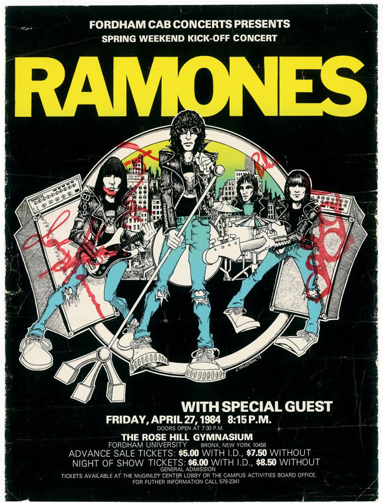 Ramones poster for a concert at Fordham's Rose Hill Gym in 1984