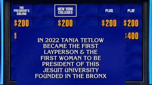 Jeopardy! Answer Spotlights Fordham and President Tetlow