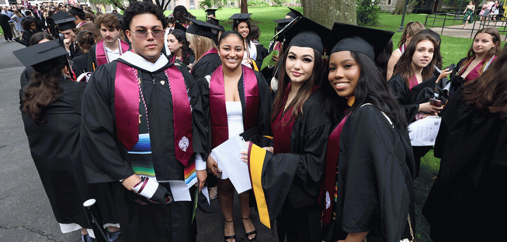 A group of graduates at Fordham's commencement ceremony