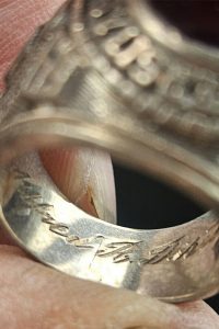 The inside of the class ring, inscribed Alfred R. DiStefano