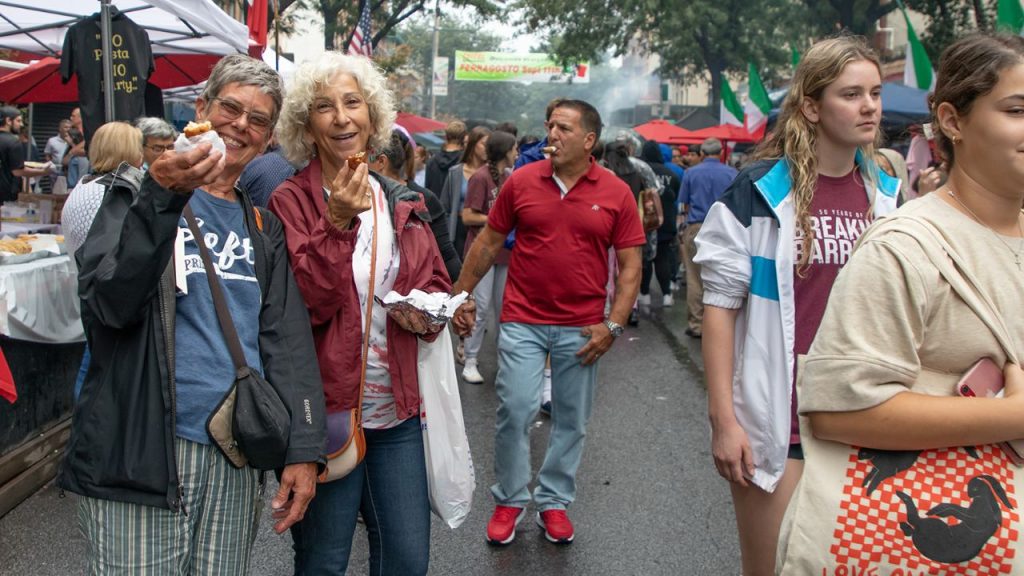 A crowd at the Ferragosto festival in the Bronx's Little Italy.