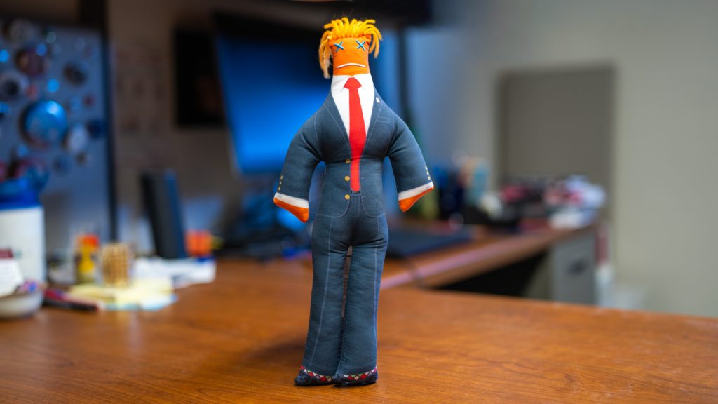 A voodoo-esque doll that resembles Donald Trump