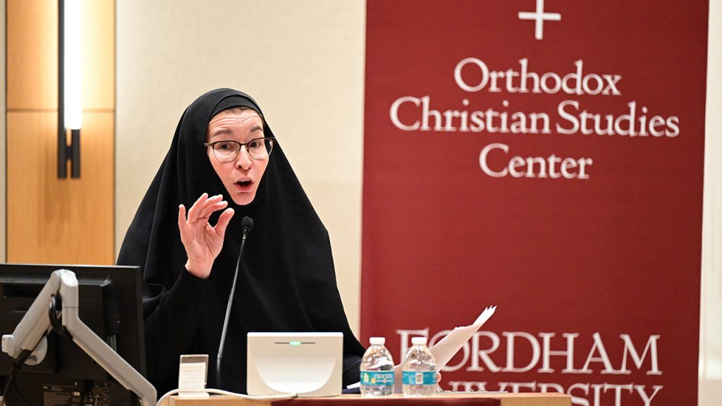 Meaning Matters: ‘Orthodoxy’ and Other Misunderstood Terms Sister Vassa Larin delivering the Economos Orthodoxy in America Lecture at Fordham.