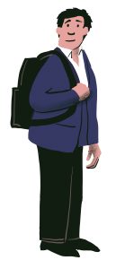 Illustration of a man wearing a backpack