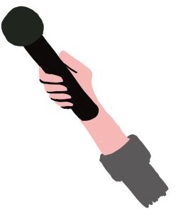 Illustration of a hand holding out a microphone