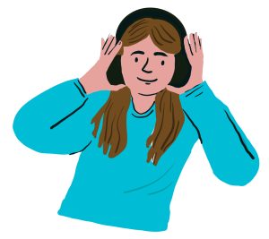 Illustration of person wearing headphones