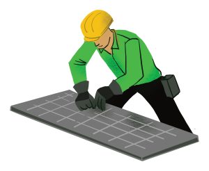 Illustration of a person installing a solar panel