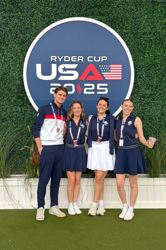Anna Gaylord poses with team members at 2025 Ryder Cup