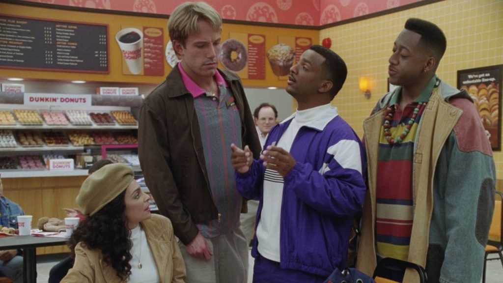 A still image from Dunkin's 2026 superbowl commercial featuring Ben Affleck, titled "Good Will Dunkin'"