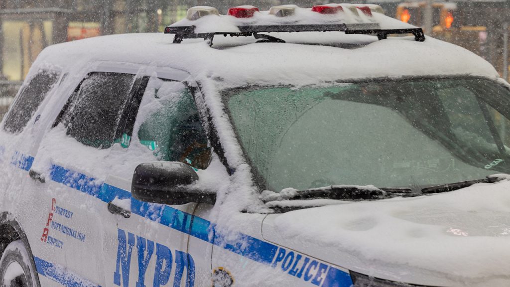 Police car in the snow