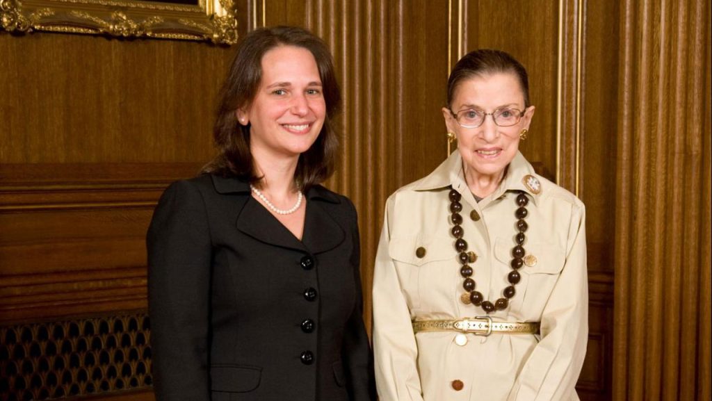 Fordham Law's Pamela Bookman with Ruth Bader Ginsburg. Contributed photo