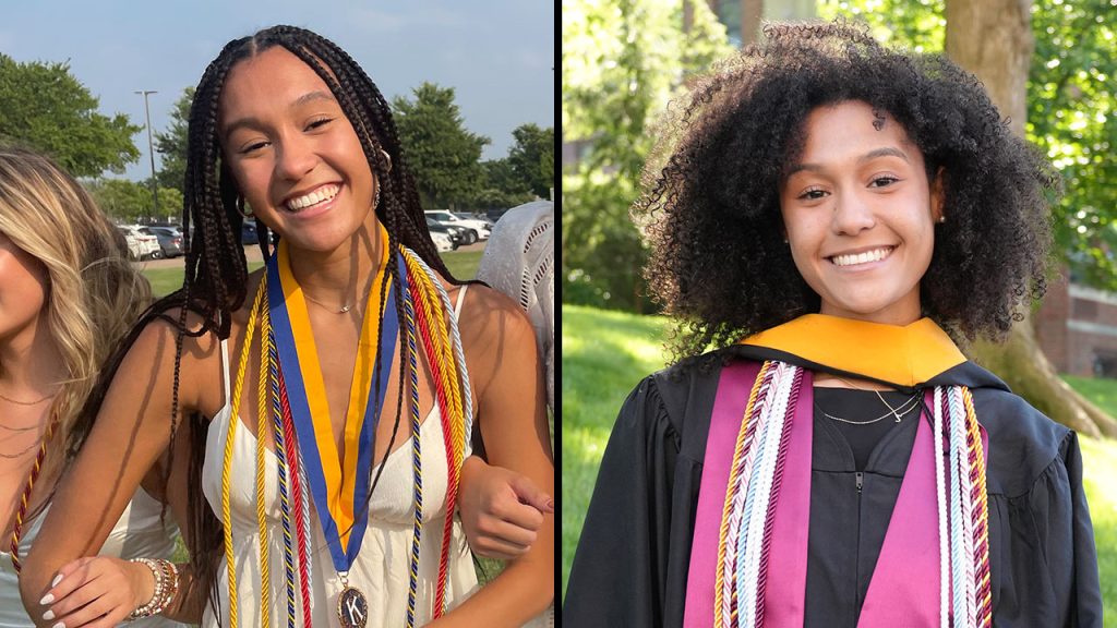 Side by side pictures of Sarah Loewecke from 2022 and 2026