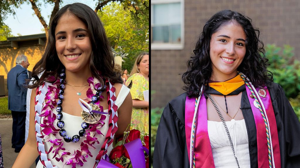 Side by side pictures of Valeria Ramos Prado from 2022 and 2026