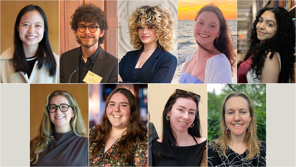 Profile photos of nine Fordham alumni who won Fulbright awards.