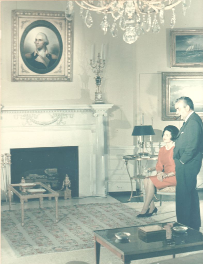 Lady Bird Johnson and John Secondari in the White House