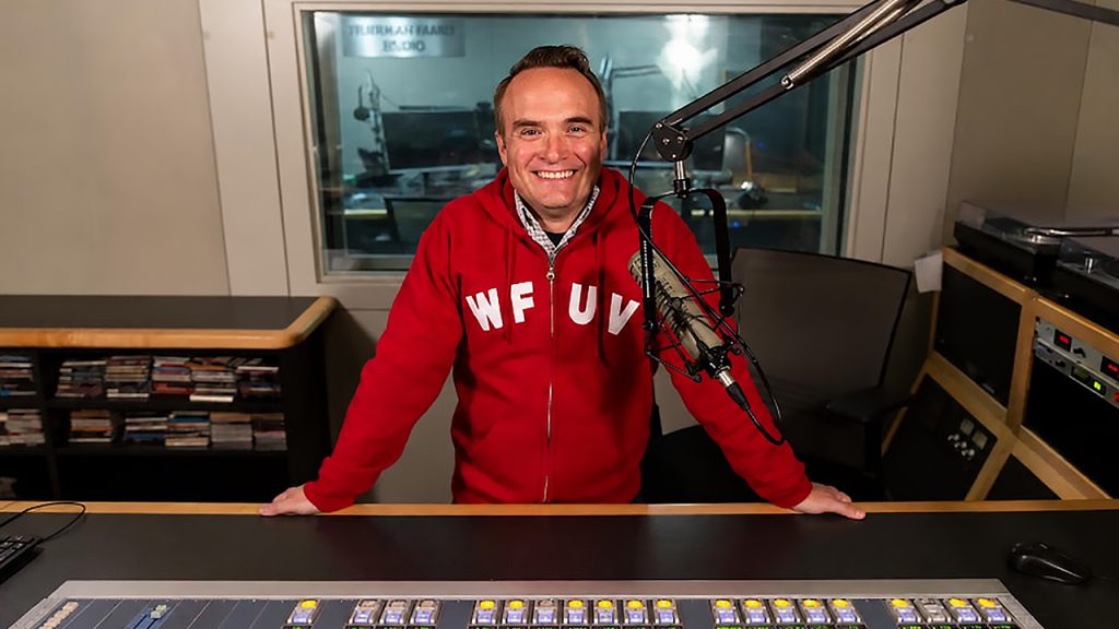 From Music to News and Sports, New General Manager Rich McLaughlin Sees Exciting Future for WFUV New WFUV general manager Rich McLaughlin in a studio at the station